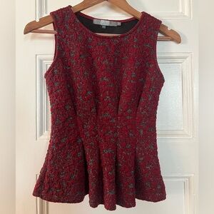 Red and Black Textured Blouse